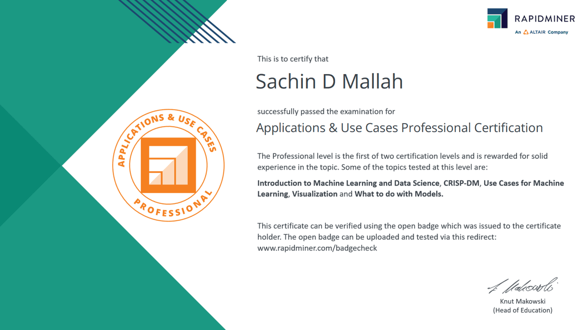 Applications & Use Cases Master Certification certificate