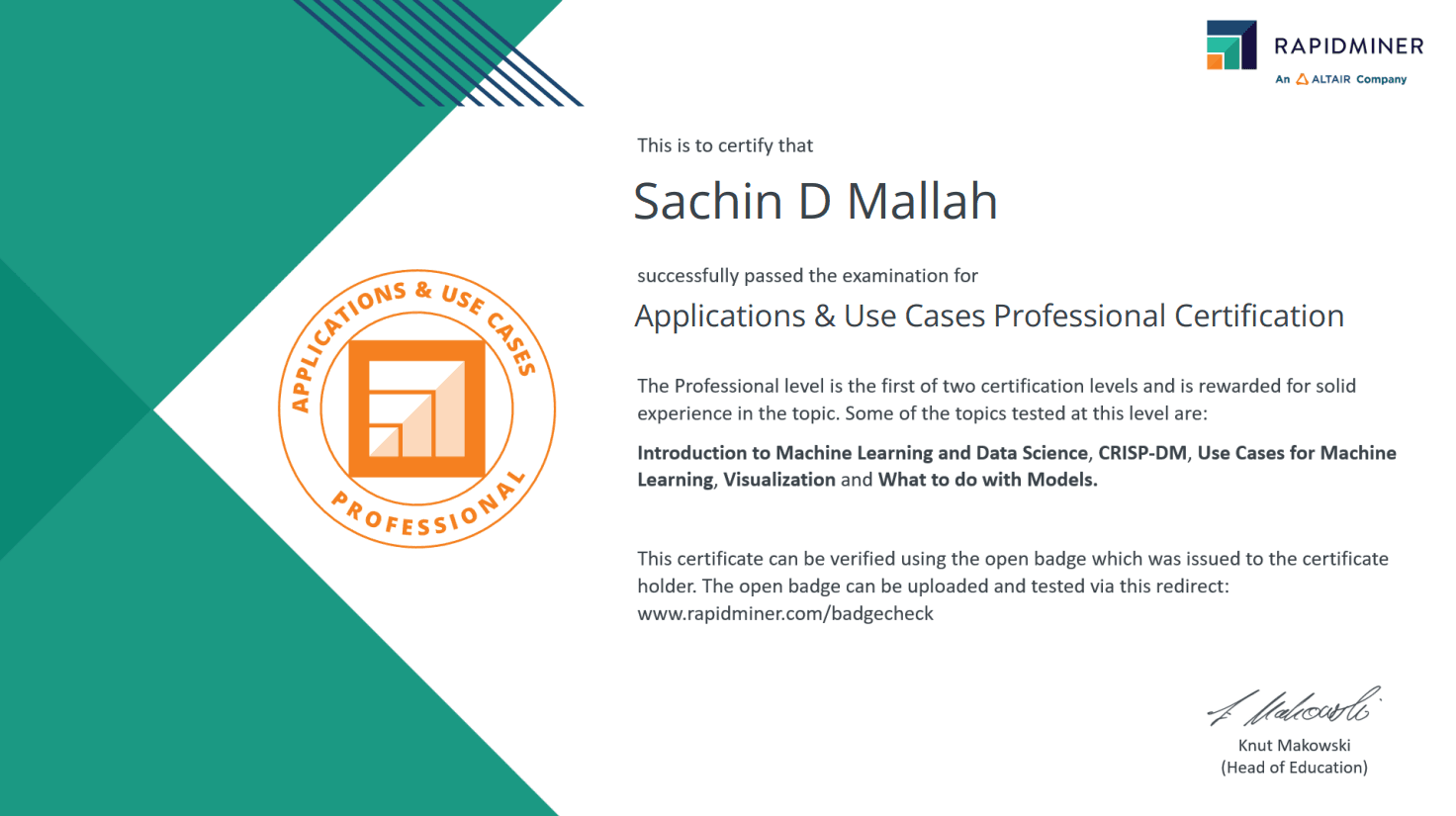 Applications & Use Cases Master Certification